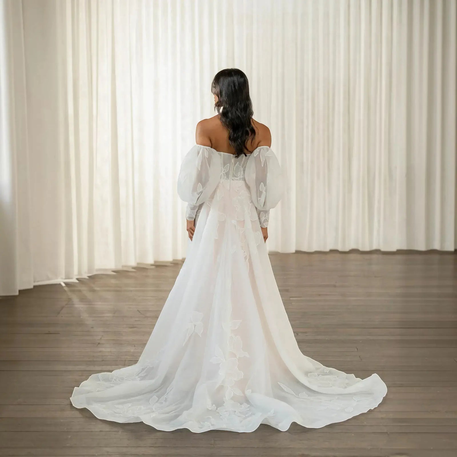 Serena Silk A-Line wedding dress product view 2 | ForeverSolesBride