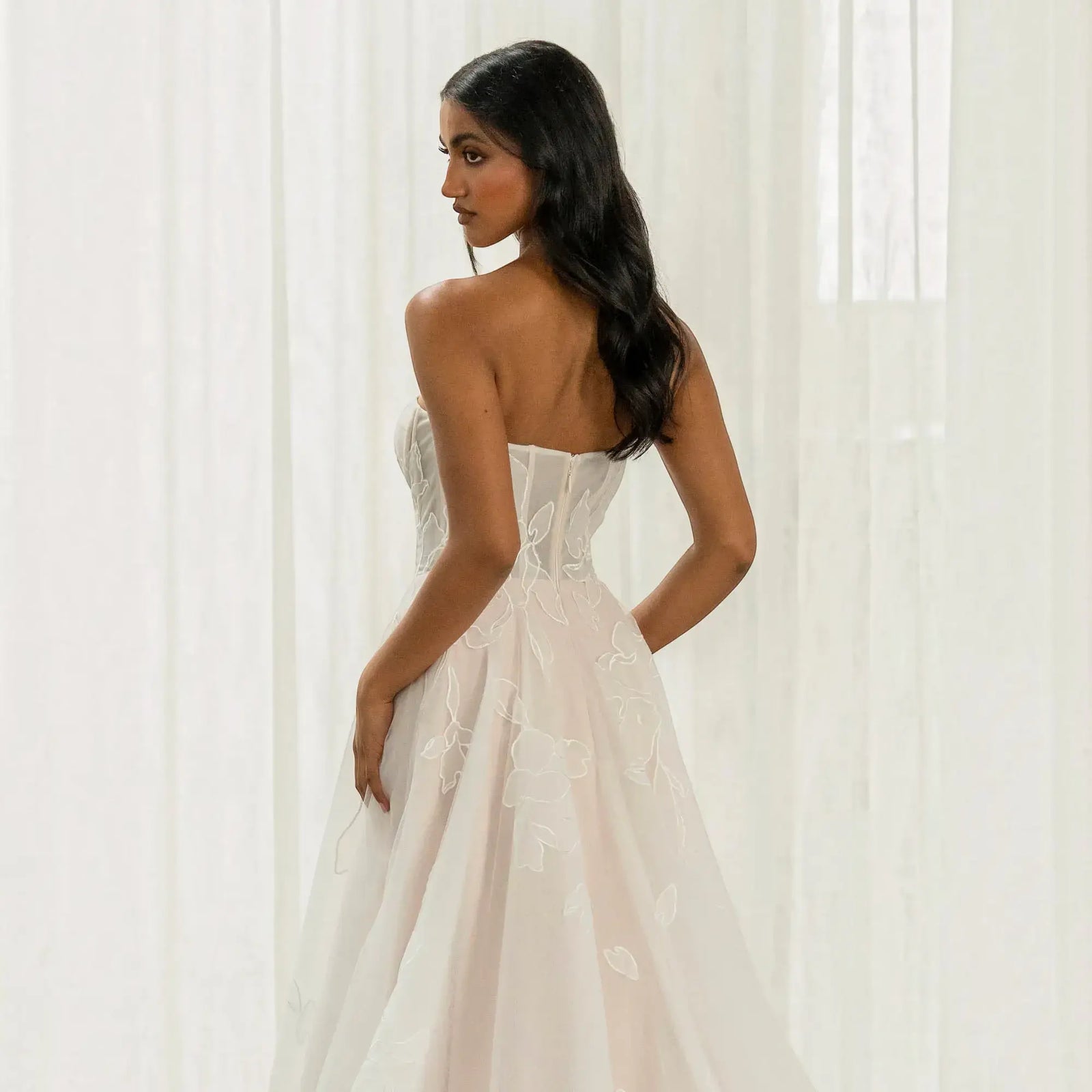 Serena Silk A-Line wedding dress product view 3 | ForeverSolesBride
