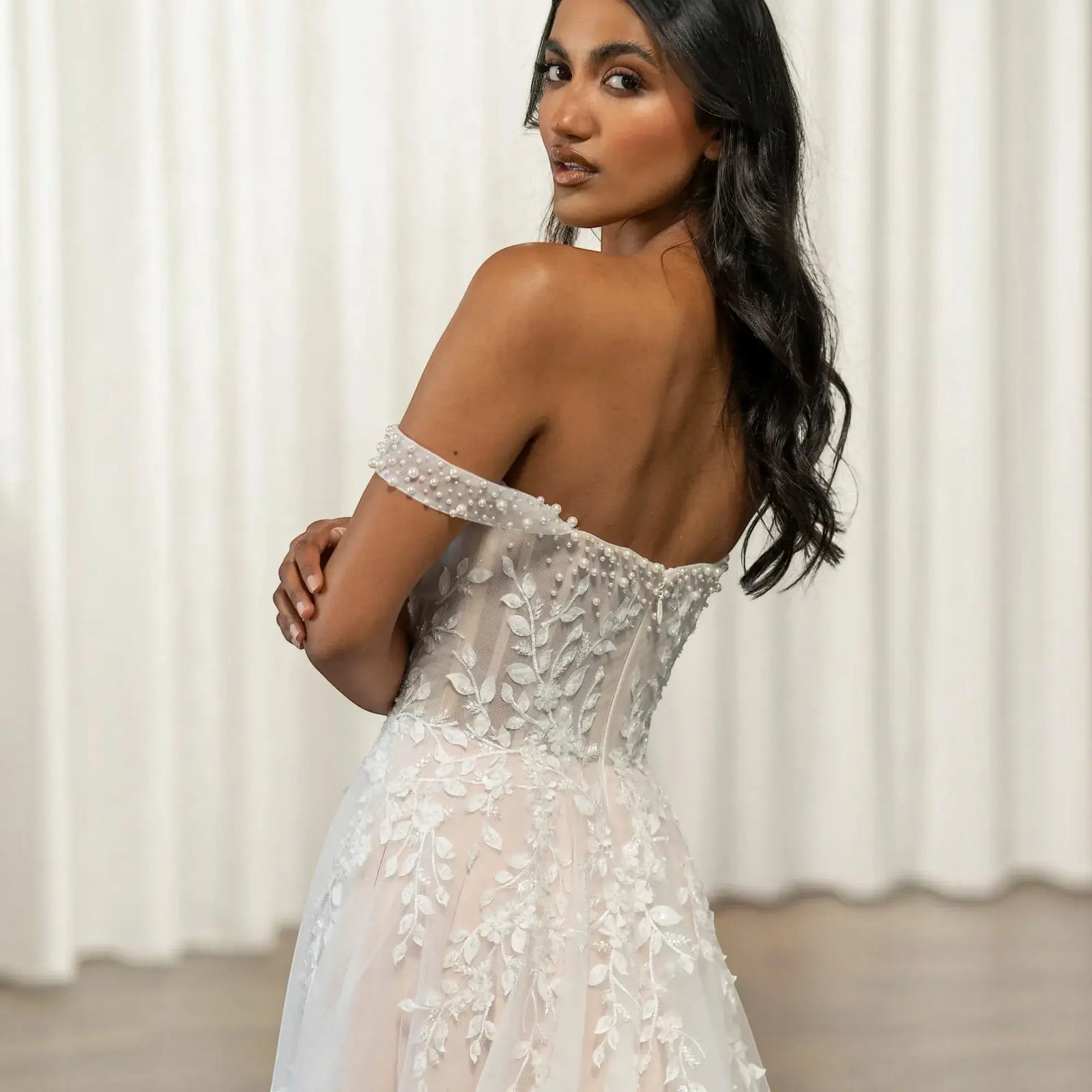 Serena Silk A-Line wedding dress product view 5 | ForeverSolesBride