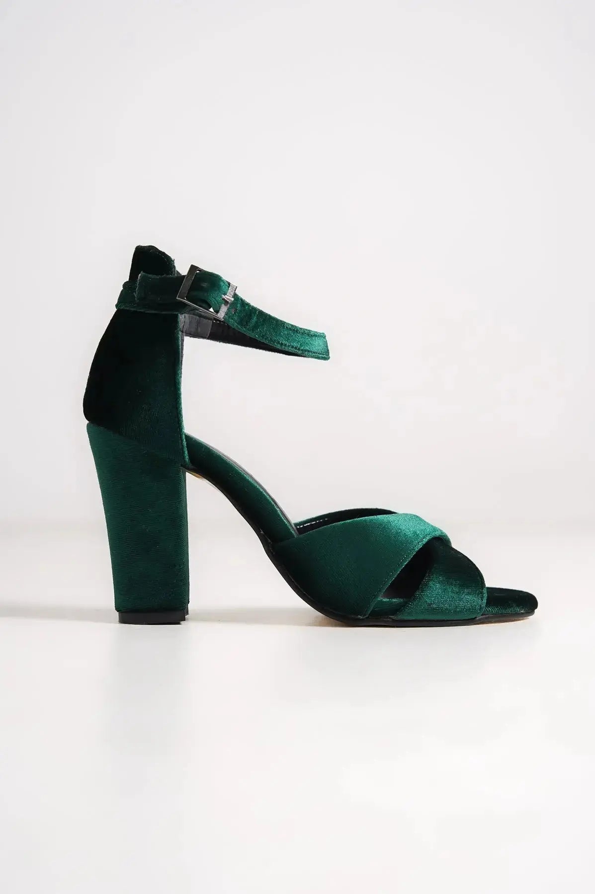 Green Velvet bridal wedding shoes product view 3 | ForeverSolesBride