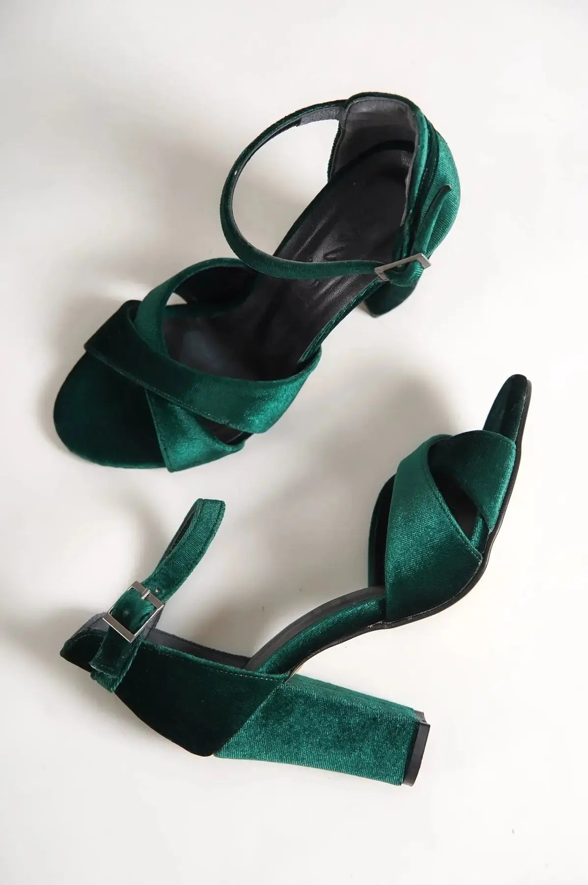 Green Velvet bridal wedding shoes product view 4 | ForeverSolesBride