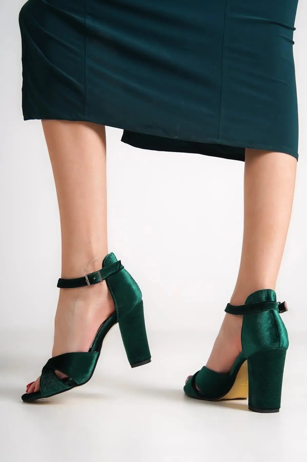 Green Velvet bridal wedding shoes product view 5 | ForeverSolesBride