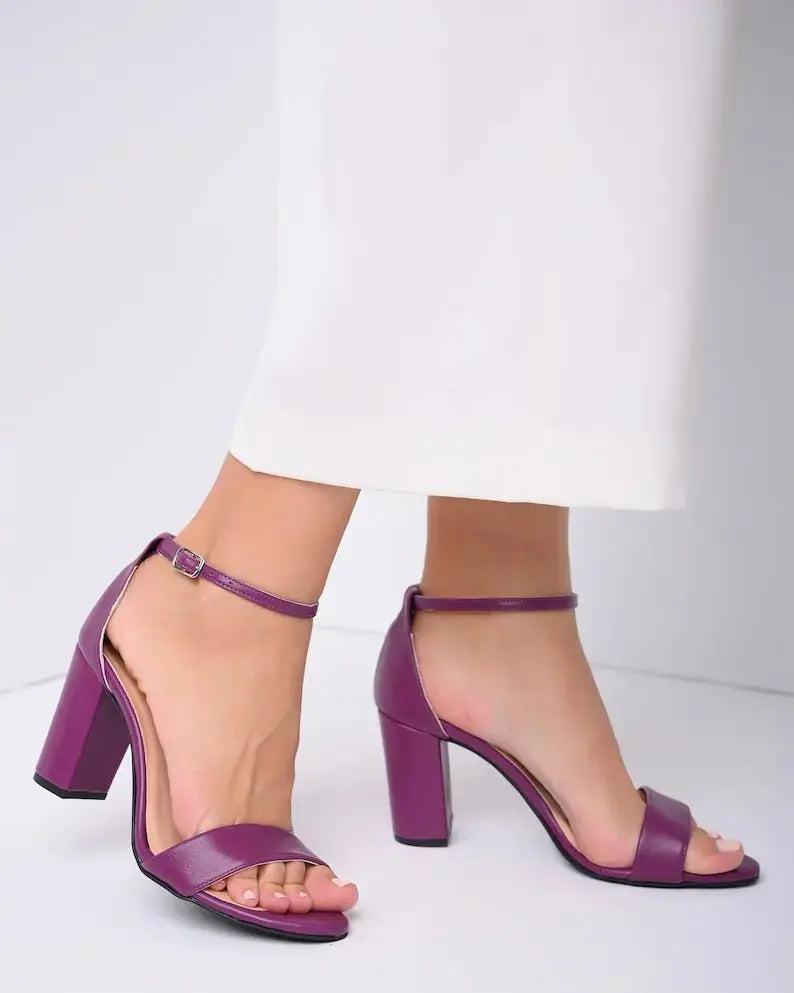 Lilac Block Heel wedding shoes product view 5 | ForeverSolesBride