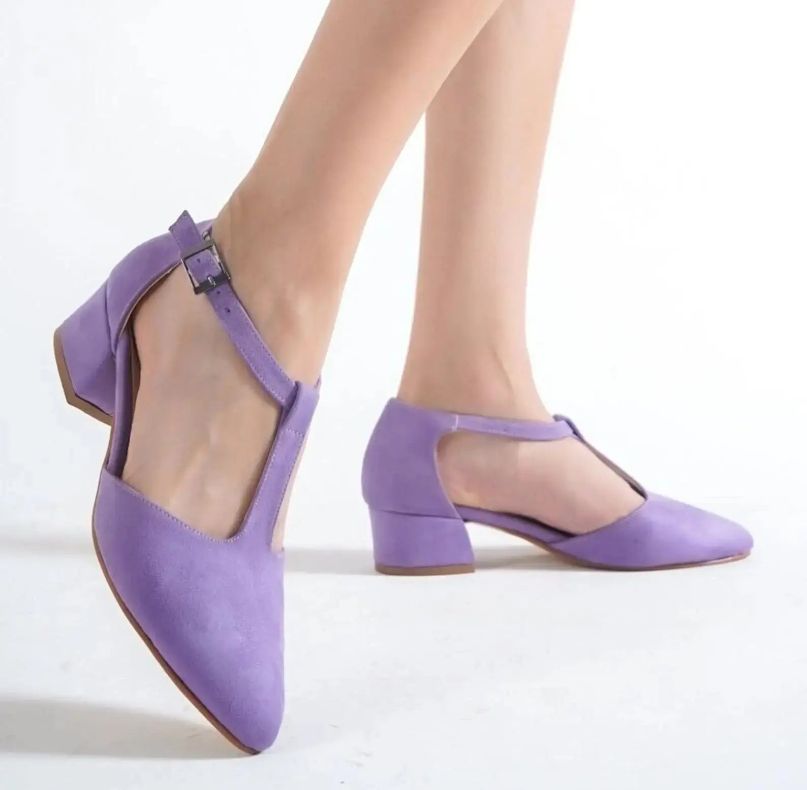 Lilac Suede bridal wedding shoes product view 3 | ForeverSolesBride