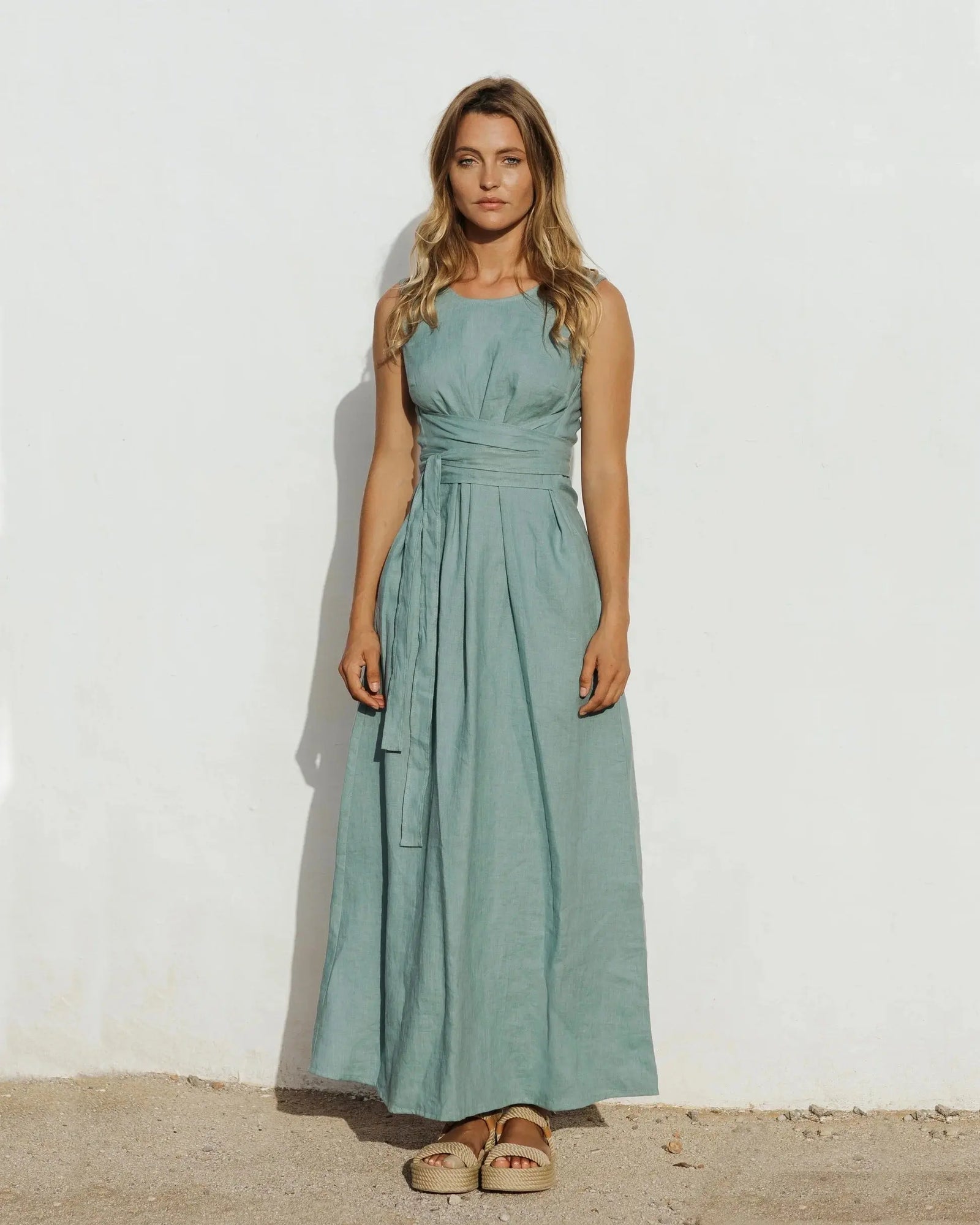 Boracay Linen maxi dress hero front view | ForeverSolesBride