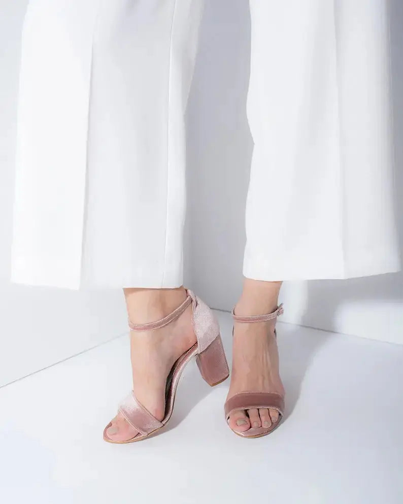Pink Block Heel wedding shoes product view 3 | ForeverSolesBride