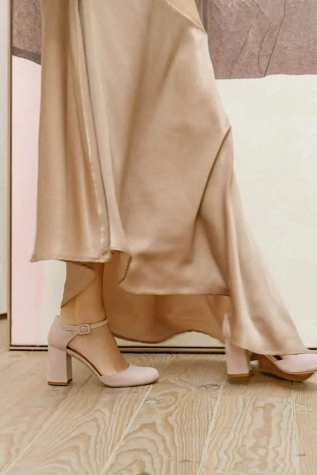Pink Velvet Block Heel wedding shoes hero front view | ForeverSolesBride