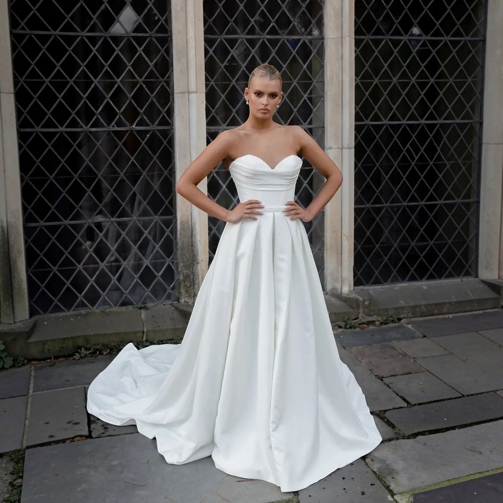 Bridal Gown Silk A-Line wedding dress product view 2 | ForeverSolesBride