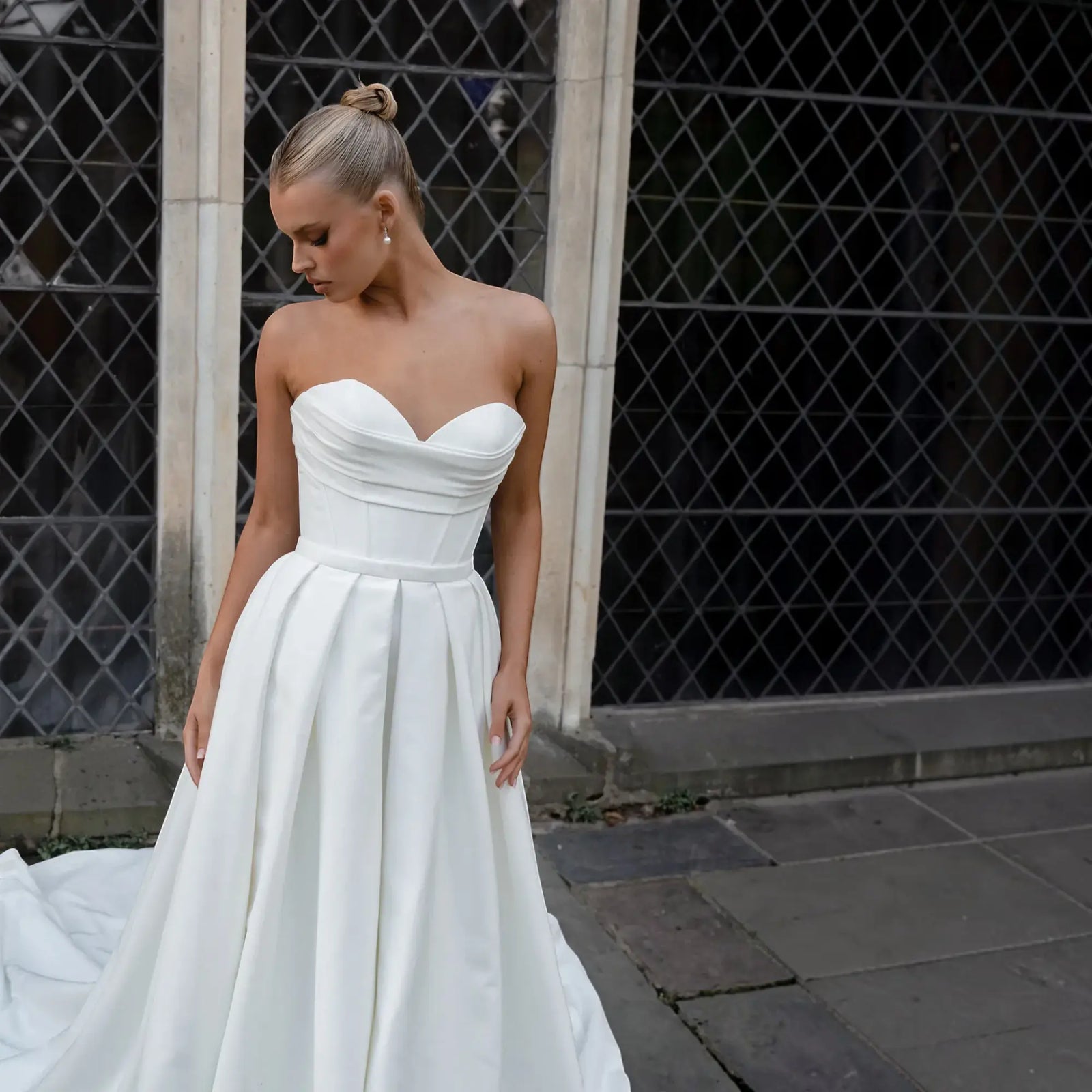 Bridal Gown Silk A-Line wedding dress product view 3 | ForeverSolesBride