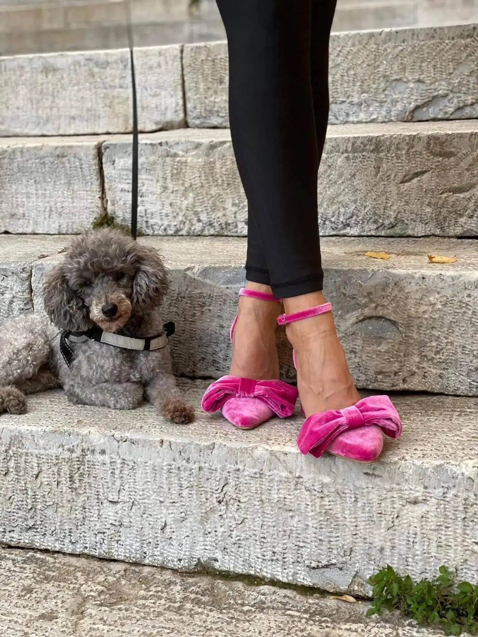 Rose Pink Velvet Block Heel wedding shoes product view 3 | ForeverSolesBride