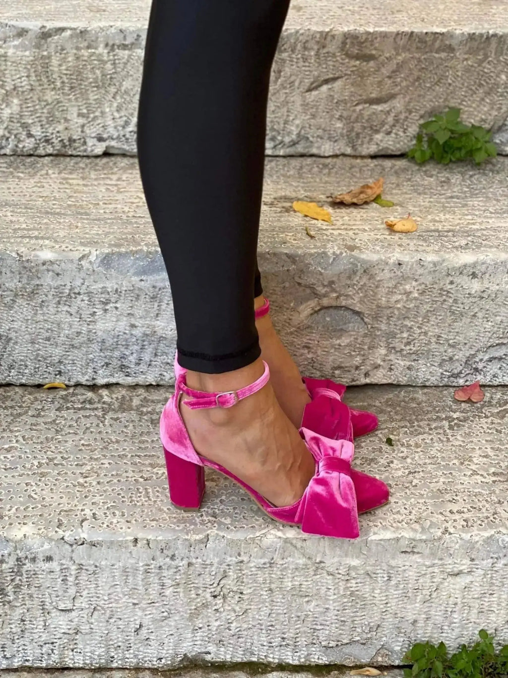 ForeverSoles Rose Pink Velvet Block Heels for women, elegant wedding and party shoes