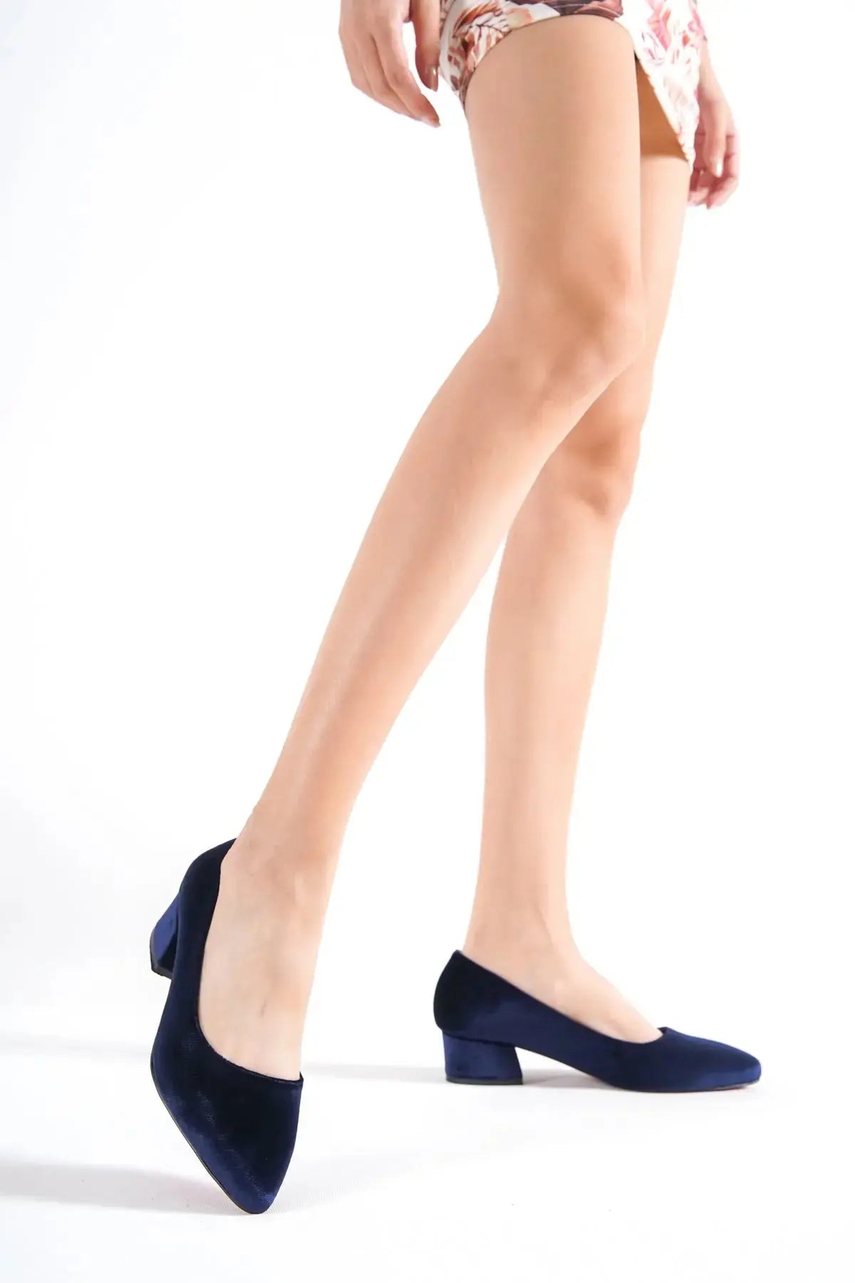 Emerald Green Velvet Low Heel wedding shoes product view 6 | ForeverSolesBride