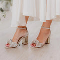 ForeverSoles Silver Velvet Heels for women, elegant wedding and party shoes