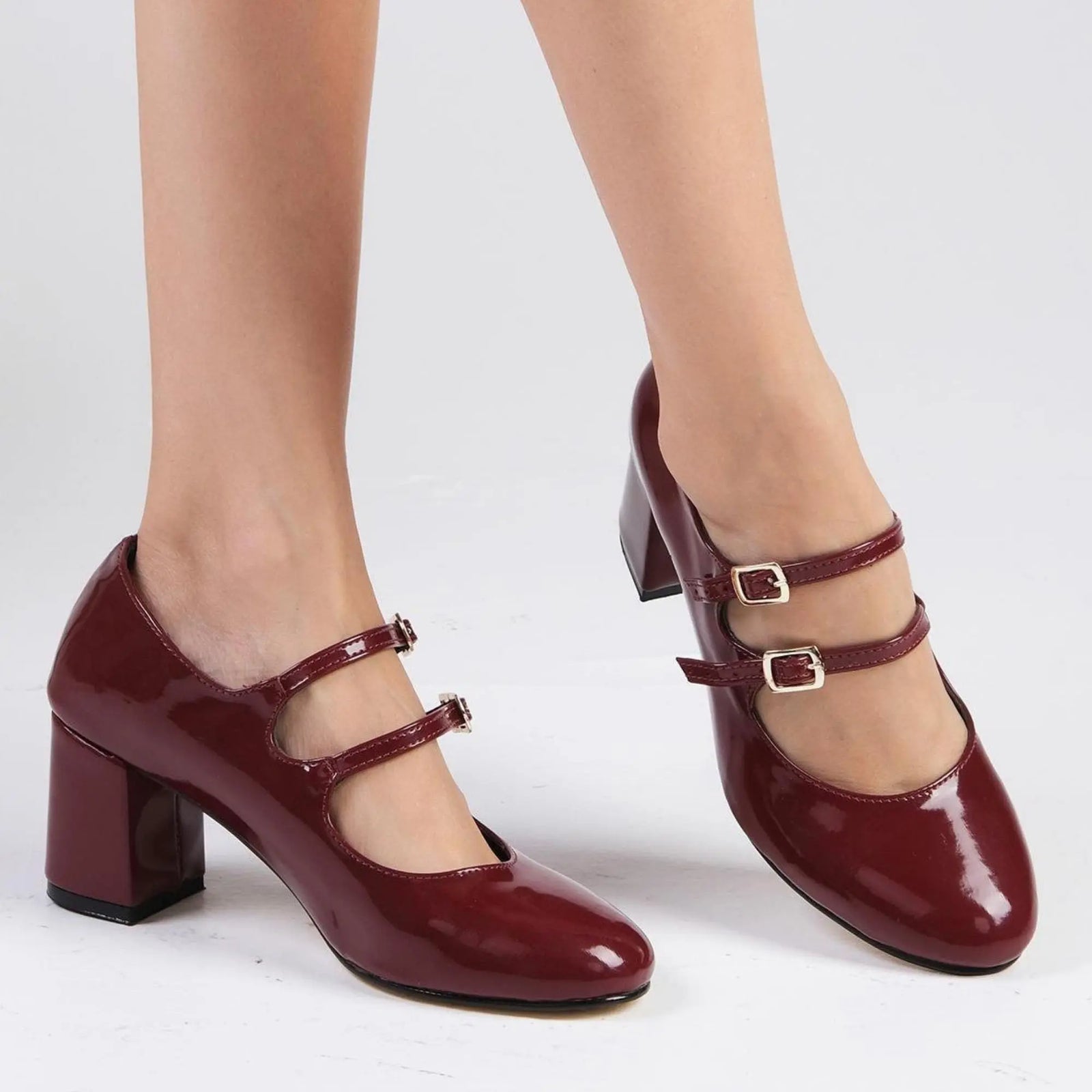 Burgundy Velvet Block Heel wedding shoes hero front view | ForeverSolesBride