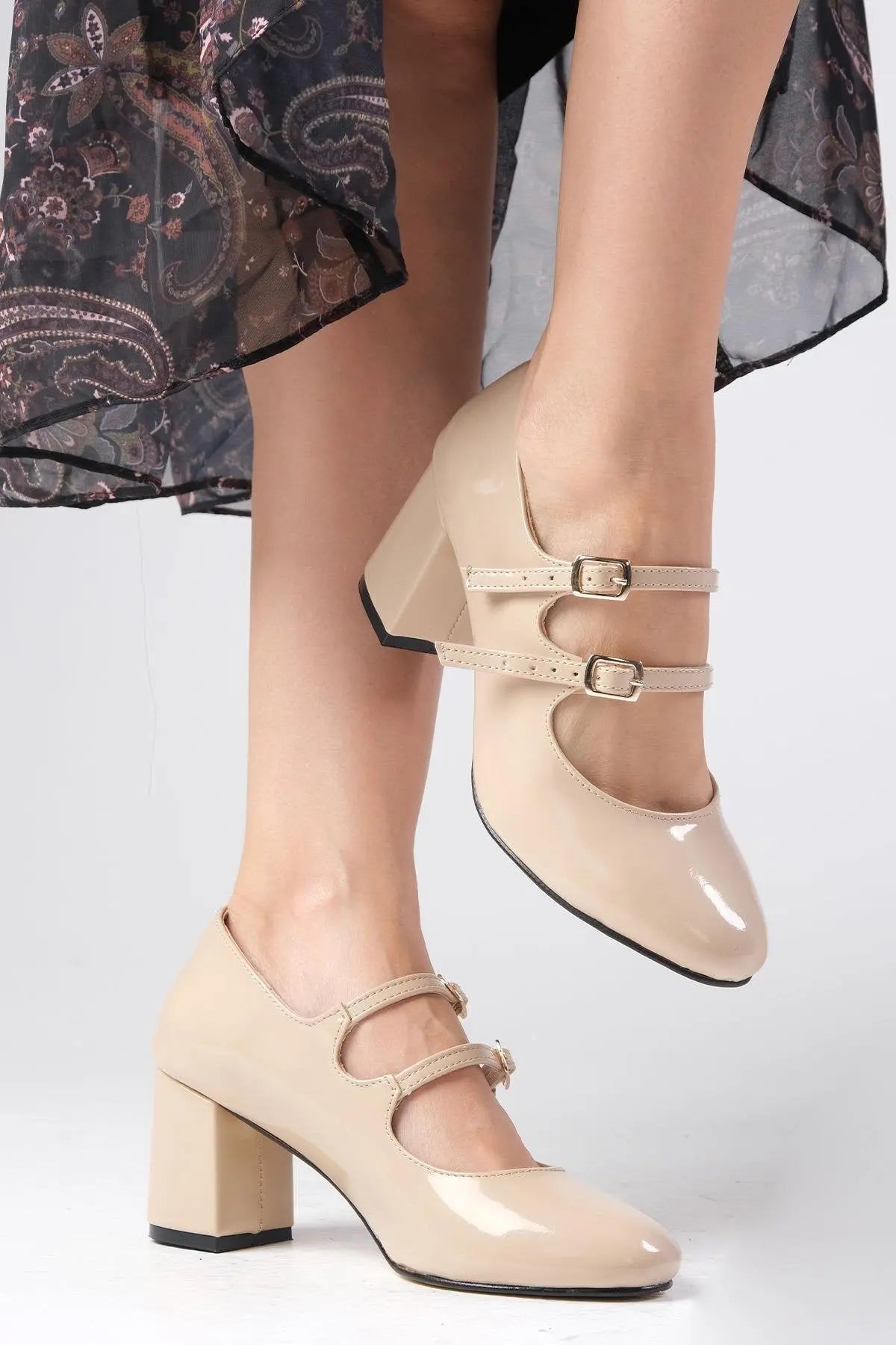 Burgundy Velvet Block Heel wedding shoes product view 14 | ForeverSolesBride