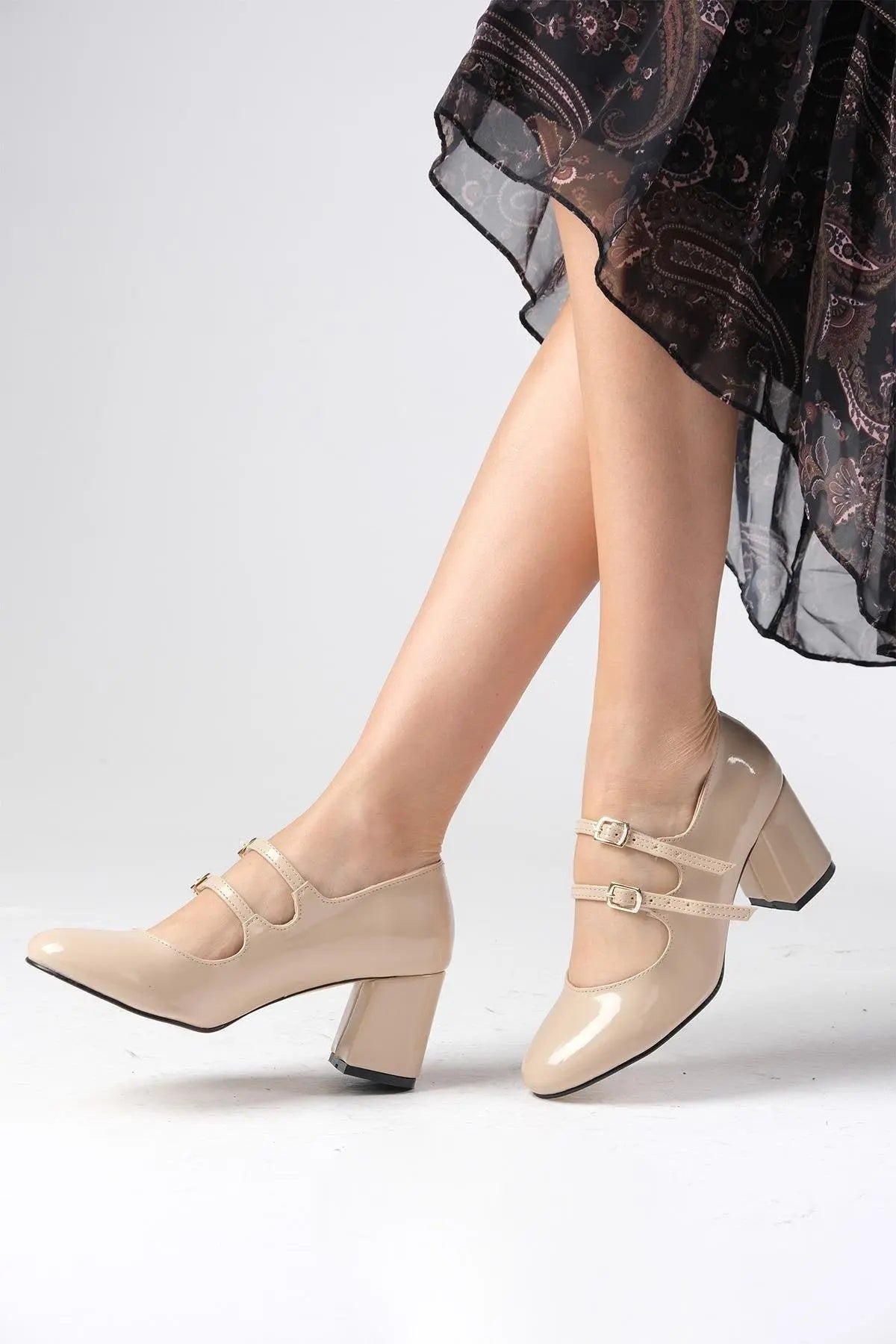 Burgundy Velvet Block Heel wedding shoes product view 19 | ForeverSolesBride