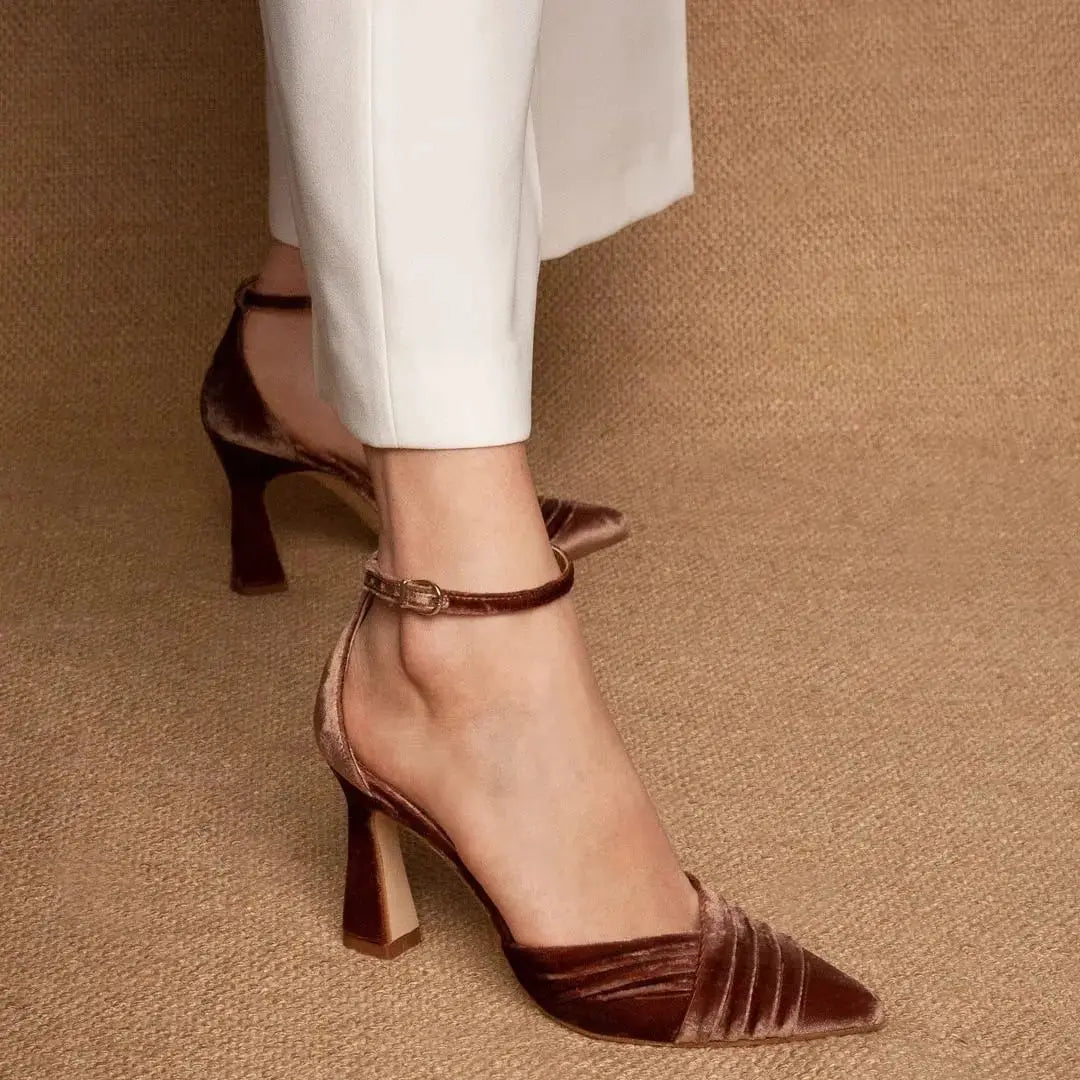 Green Velvet Block Heel wedding shoes product view 10 | ForeverSolesBride