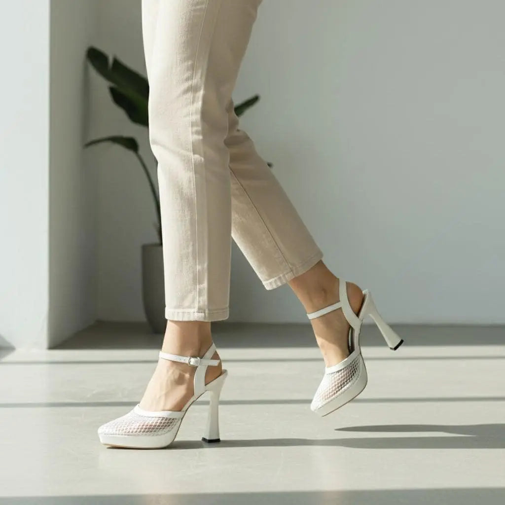 White Platform wedding shoes product view 2 | ForeverSolesBride