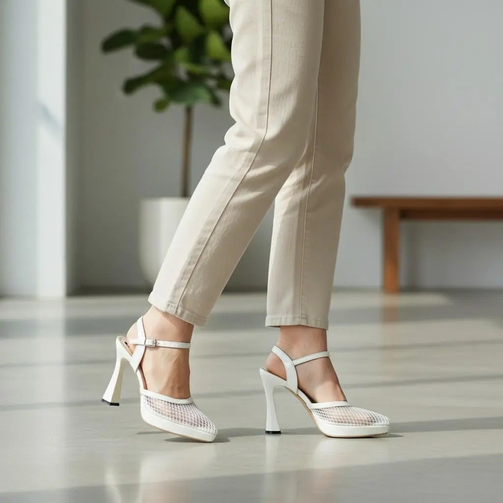 White Platform wedding shoes product view 3 | ForeverSolesBride