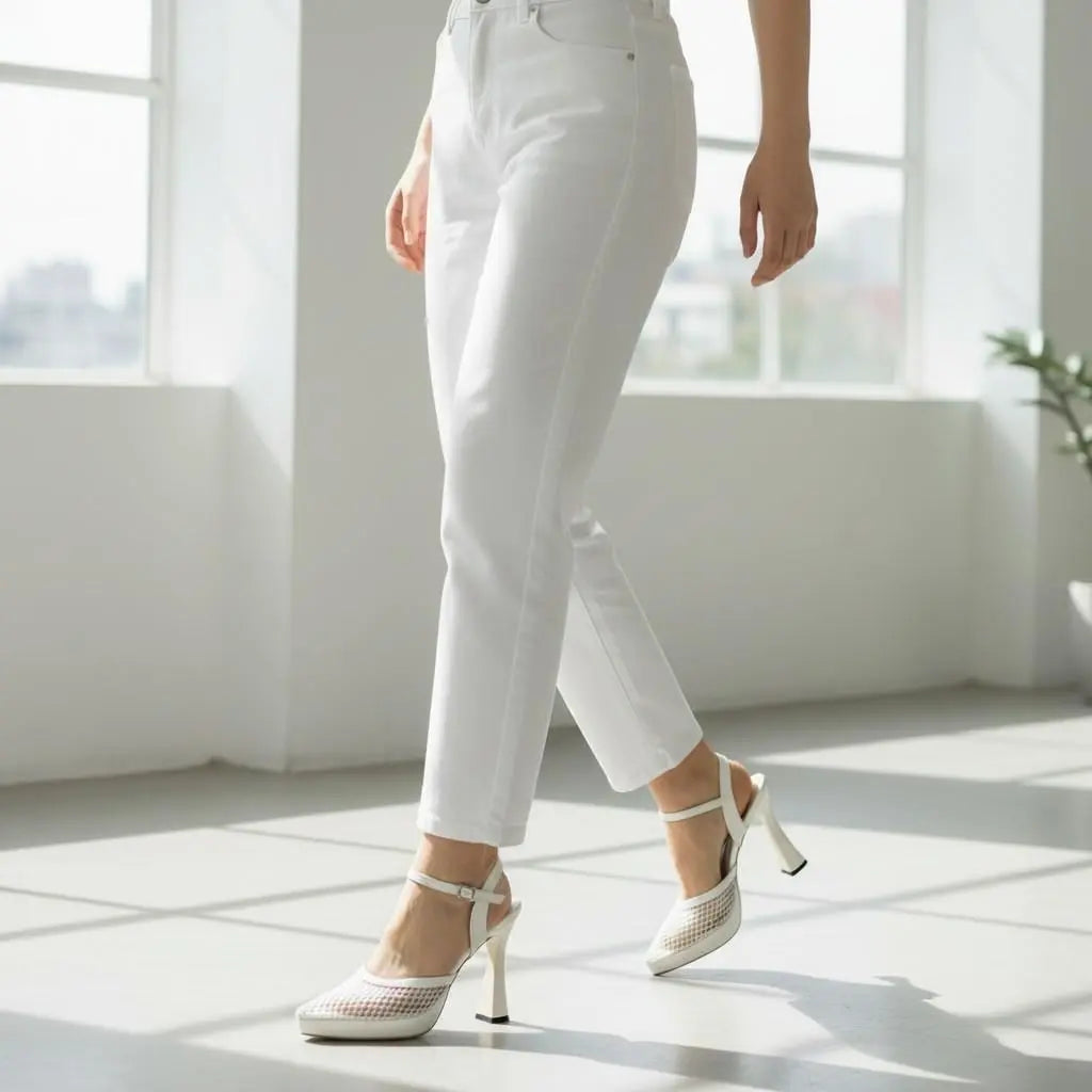 White Platform wedding shoes product view 5 | ForeverSolesBride