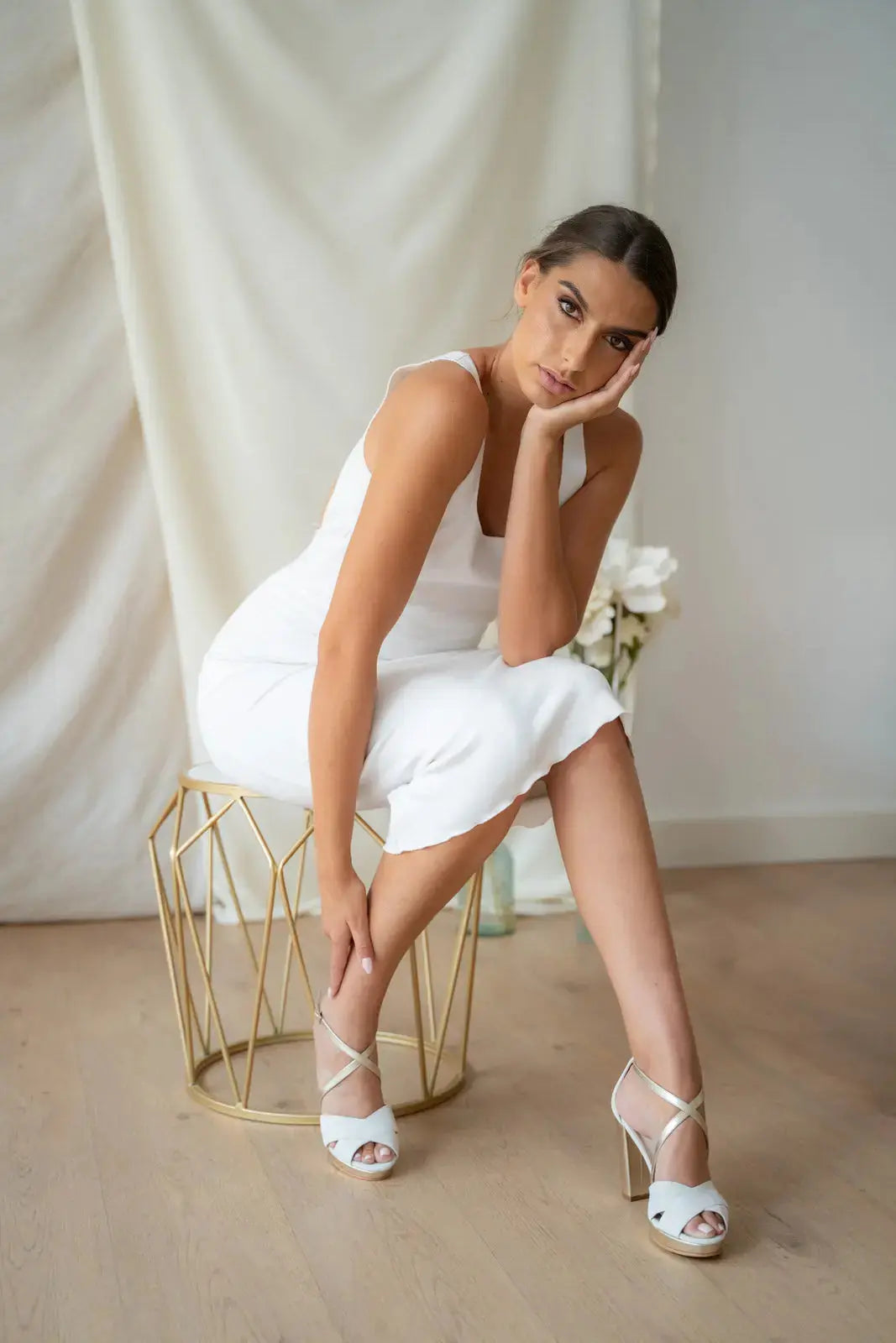 White Sandals wedding shoes product view 4 | ForeverSolesBride