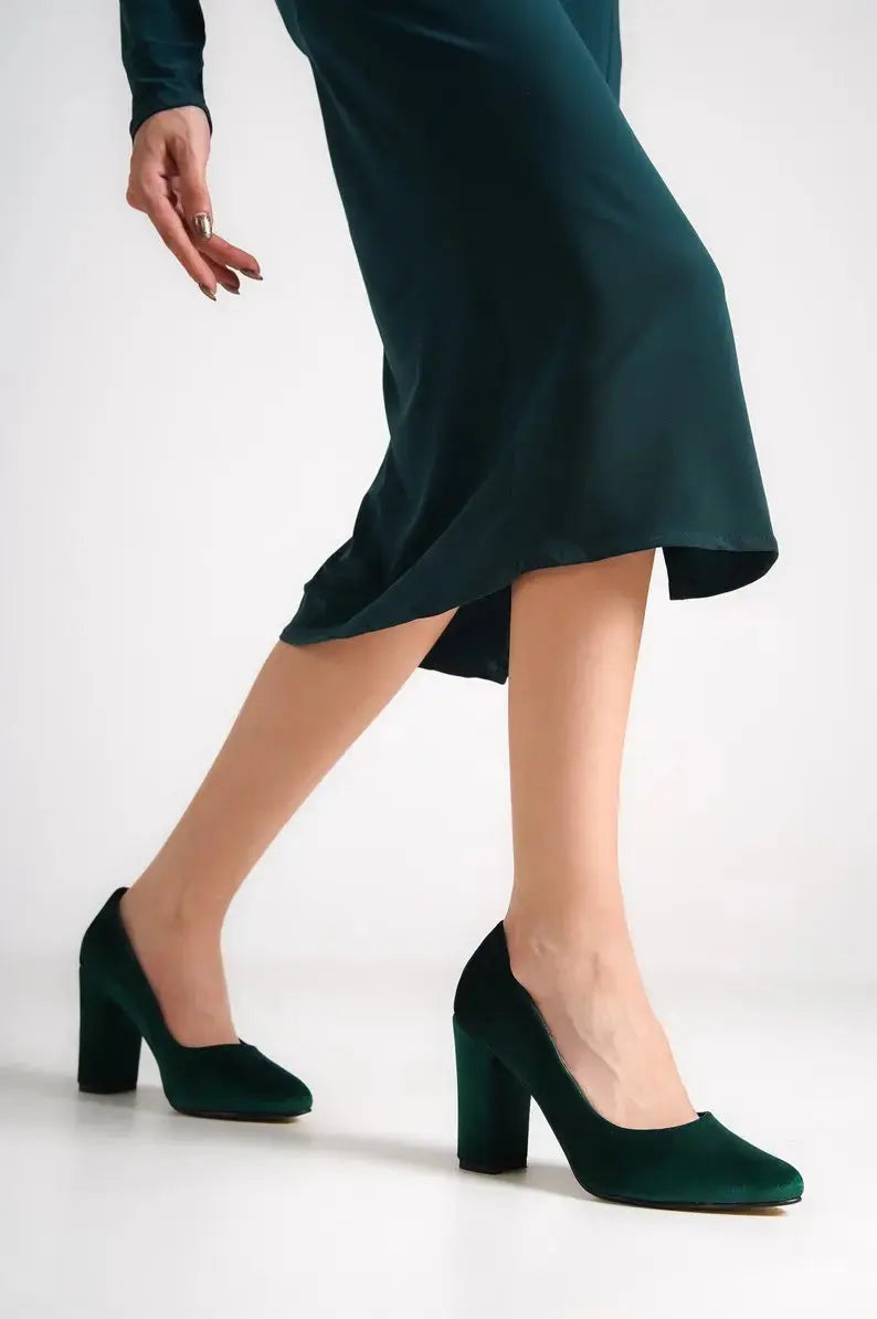 White Velvet Pumps wedding shoes product view 2 | ForeverSolesBride