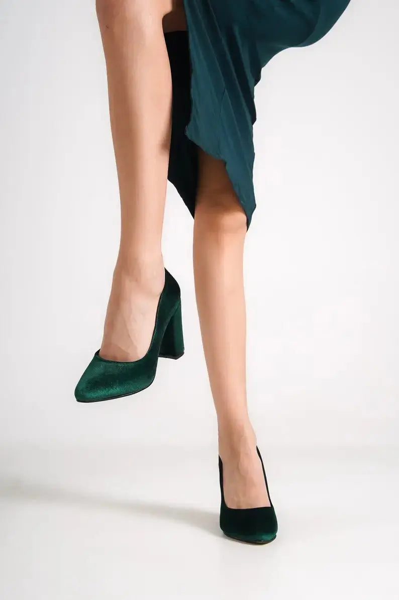 White Velvet Pumps wedding shoes product view 4 | ForeverSolesBride