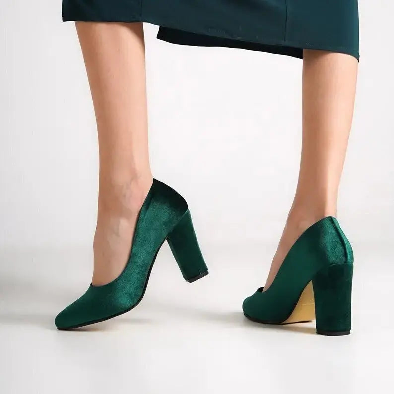 White Velvet Pumps wedding shoes product view 5 | ForeverSolesBride