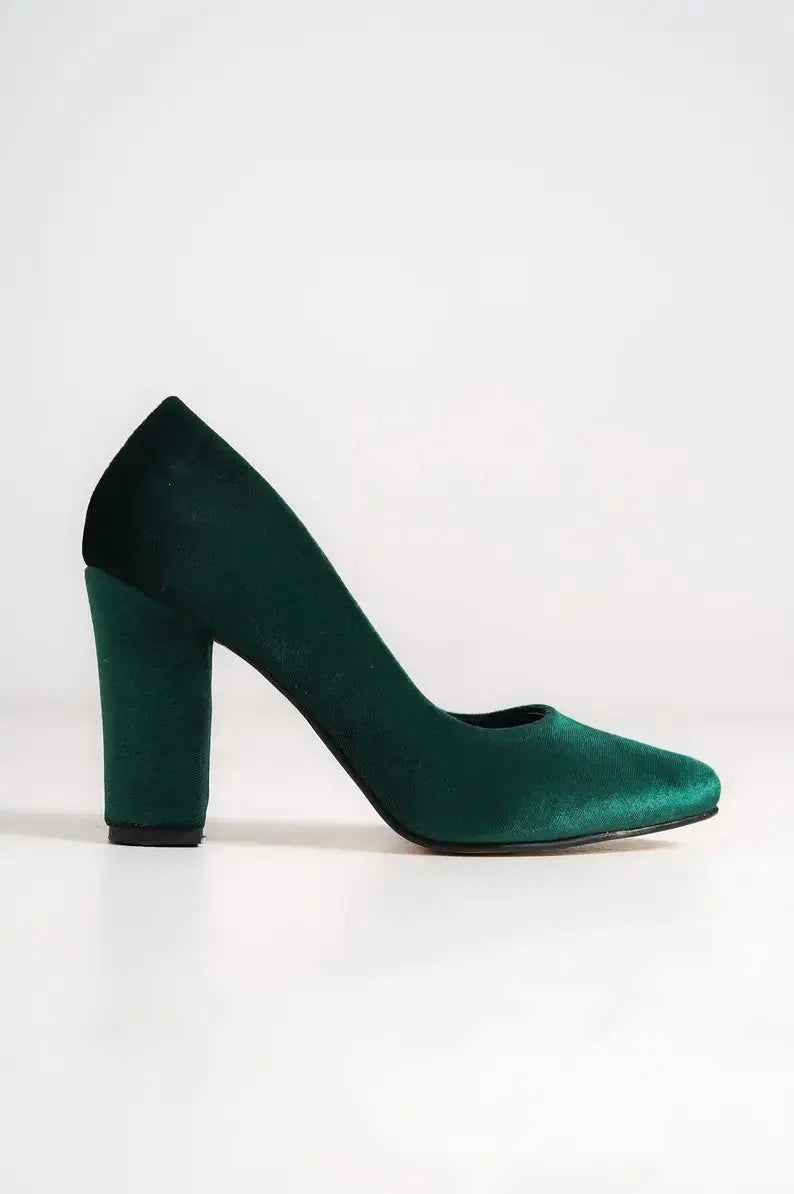 White Velvet Pumps wedding shoes product view 6 | ForeverSolesBride