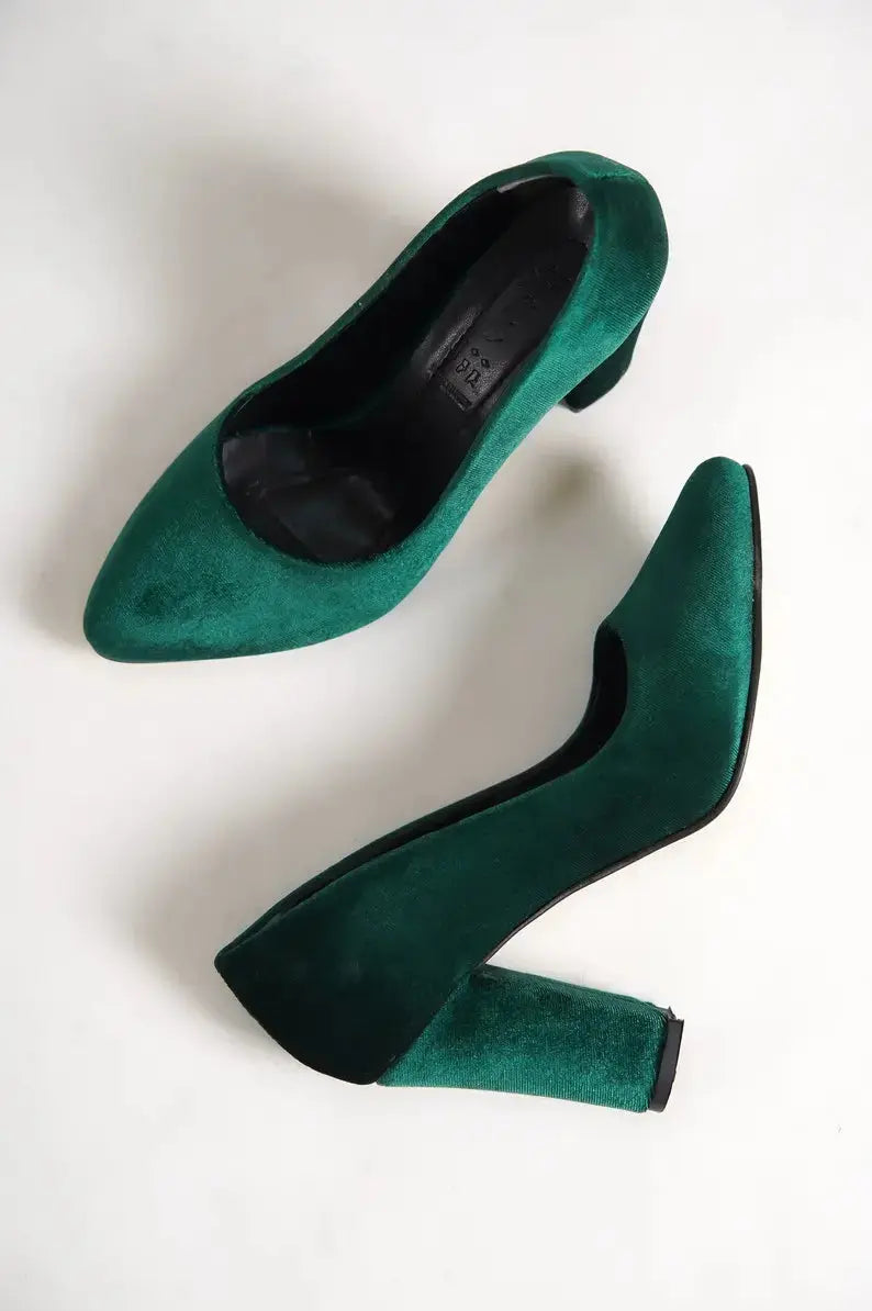 White Velvet Pumps wedding shoes product view 7 | ForeverSolesBride