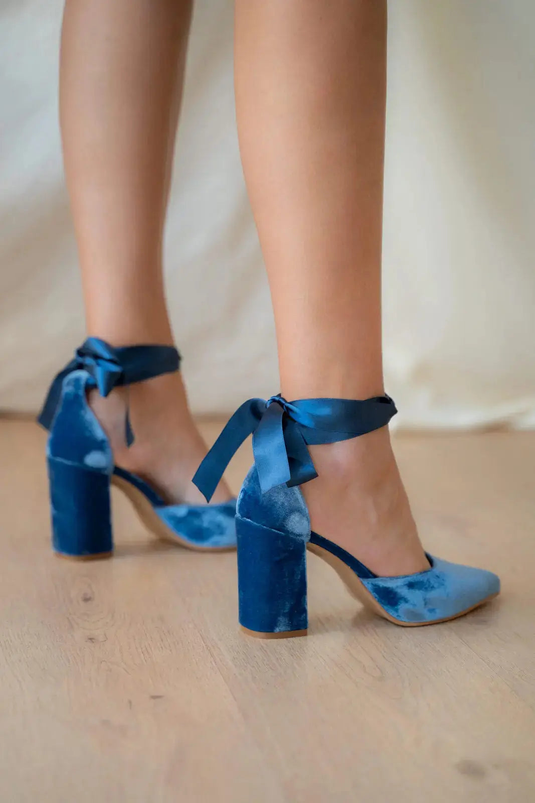 Blue bridal wedding shoes hero front view | ForeverSolesBride