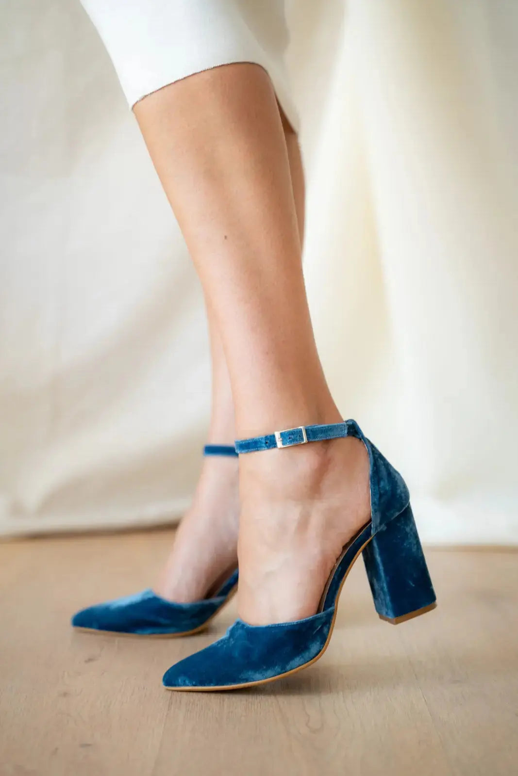 Blue bridal wedding shoes product view 2 | ForeverSolesBride