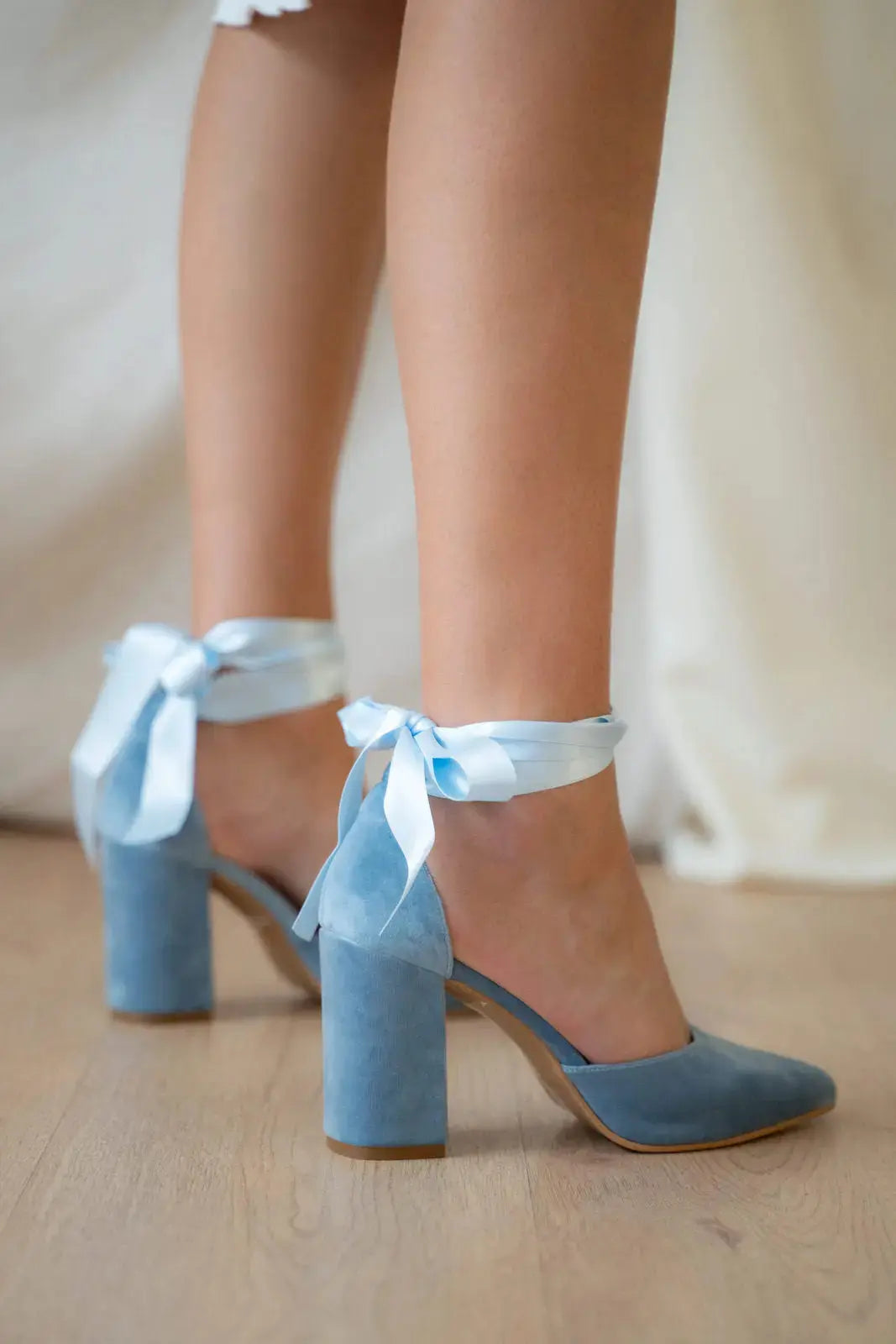 Blue bridal wedding shoes product view 2 | ForeverSolesBride