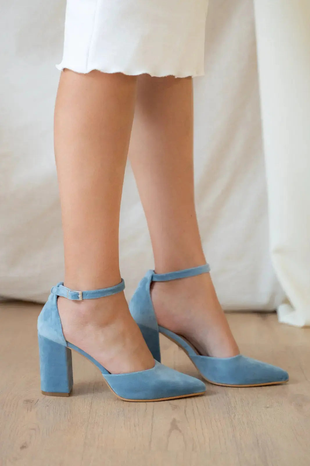 Blue bridal wedding shoes product view 5 | ForeverSolesBride
