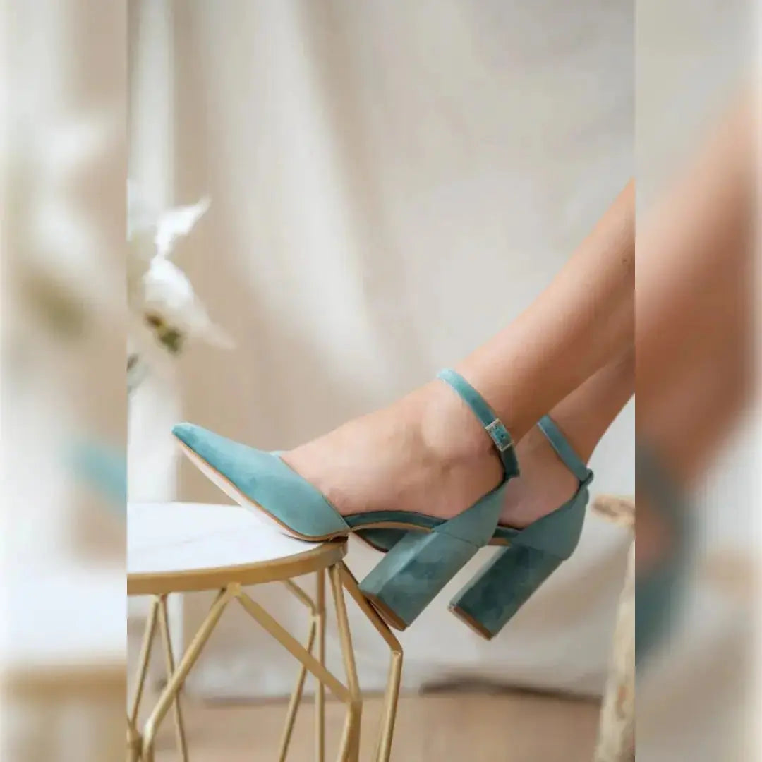 Blue bridal wedding shoes product view 6 | ForeverSolesBride