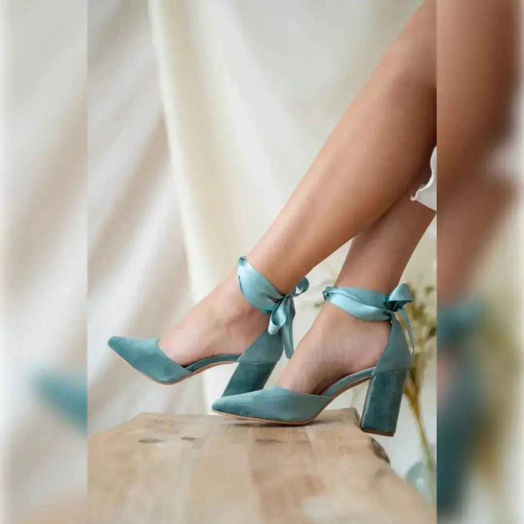 Blue bridal wedding shoes product view 7 | ForeverSolesBride