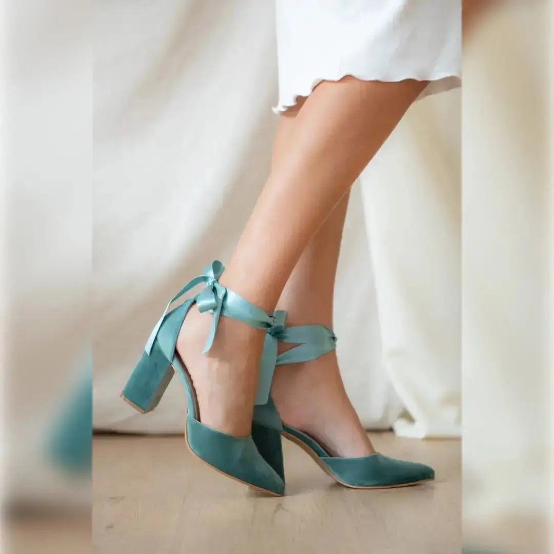 Blue bridal wedding shoes product view 8 | ForeverSolesBride