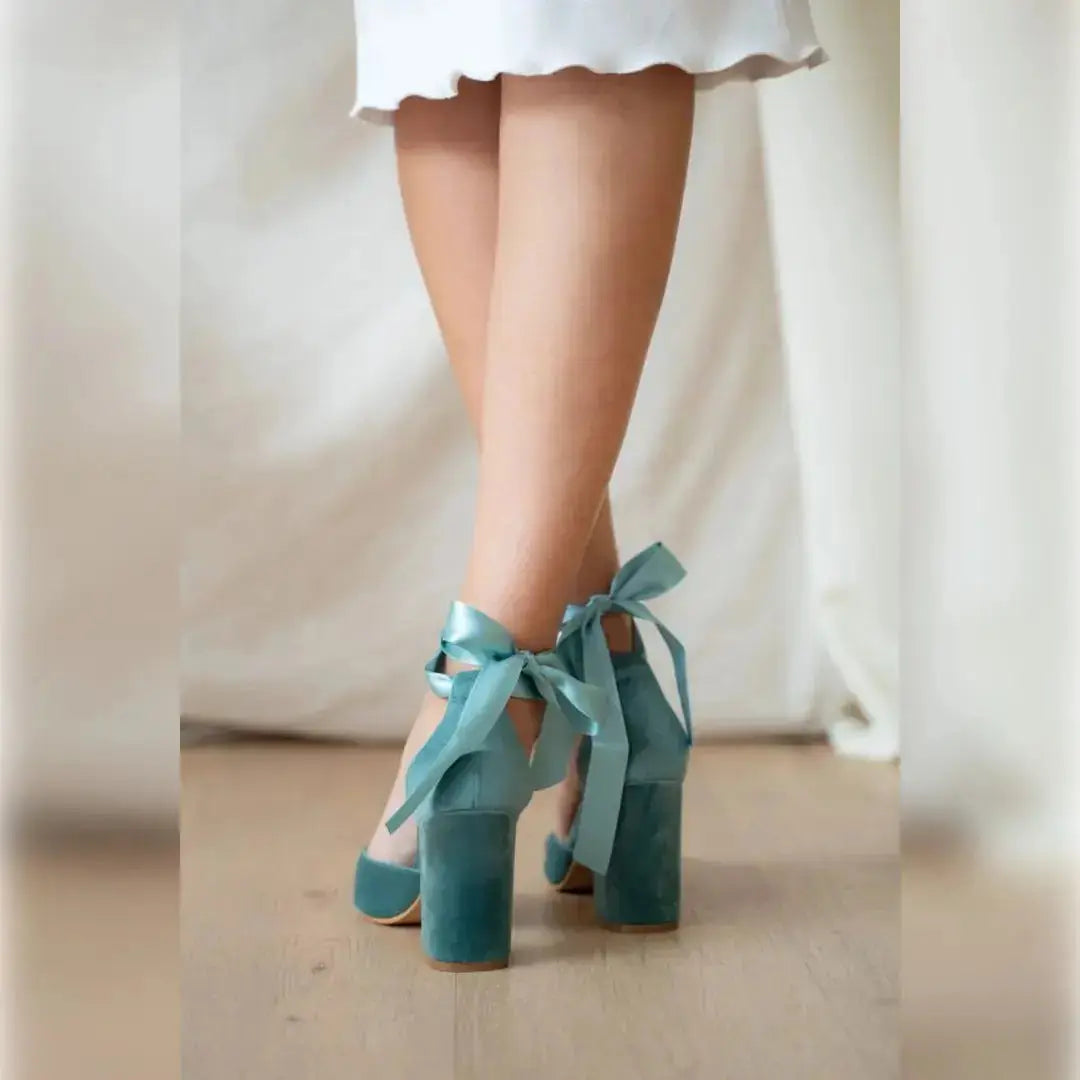 Blue bridal wedding shoes product view 9 | ForeverSolesBride