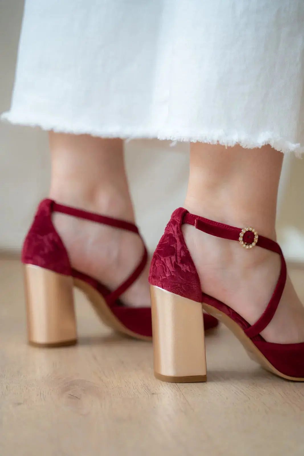 Red bridal wedding shoes product view 9 | ForeverSolesBride